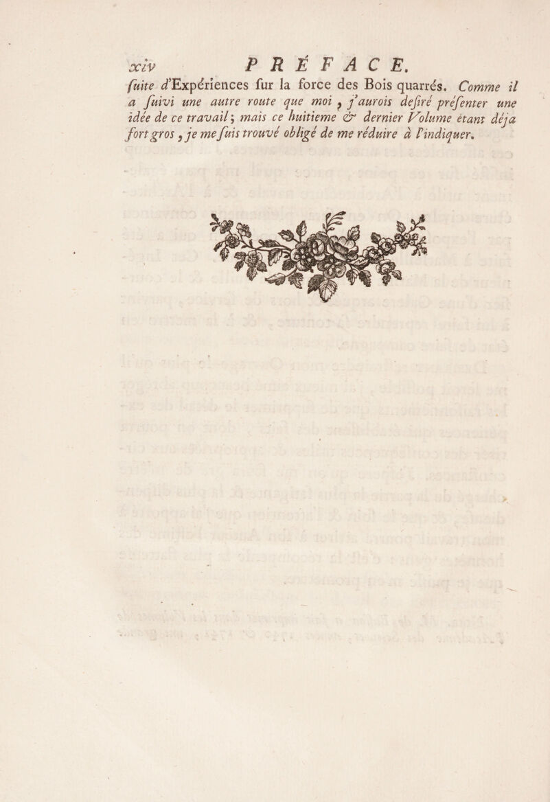 fuite /Expériences fur la force des Bois quarrés. Comme il a fuivi une autre route que moi , faurois defiré préfenter une idée de ce travail ; mais ce huitième & dernier Volume étant déjà fort gros} je me fuis trouvé obligé de me réduire à F indiquer*