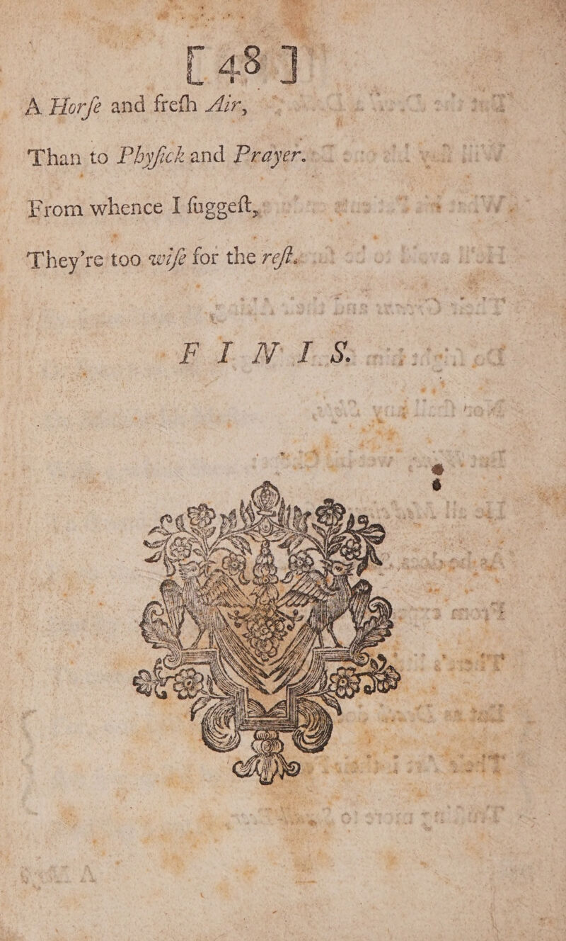 ot A Hor/e and freth ir, 3 a0 4 Or op aes Than to Phyfckand Peayersed ono ol yaa From whence I fuggeftys oo so eos Tel They’re too wz for the reign oo