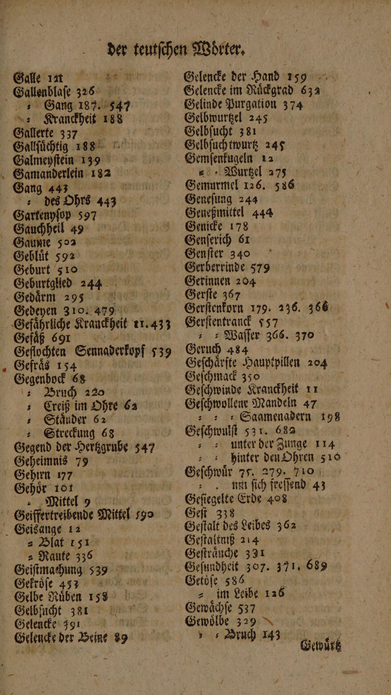 Gang. 187. 11944 Ak $vandbef 188 Gallete 357. — Galfürhtig 188 Galmeyftein 139 des Ohrs 443 Qai 59. 5 Gehlüt 592 Goärm 295 Gedeyen 310. 479° Gefäß 69 Selochten Sennaderkupf 539 Gefräs 154 Gegenbod 68 ᾿ς Srud 220 ; reip im Ohte 62 s GStäuder 62 : éteefung 68 Gegend ber Herkgrube 447 Geheimnis 79 a Dlat c1 s SRaufe 336 Geiftmahung 539 ^^ — Gefröfe 453 9 WIUR i8 Gebjubt 581 — Gelentdfe 29:  μην ber Jovínt $9 Gelenke im Nüdgtad 633 Gelbwurgel 245 Gelbfucht 381 Gelbfuchtwurg 24$ Eemfenfugeln ı2 s: « MWurkel 27$ Gemurmel 126. 536 Genefung 244 Genefmittel 444 Genie 178 Genferich 61 Genfter 340 Gerberrinde 579 Gerinnen 204 Serfte 367 Gerftenforn 179. 436. 466. Gerfientrand $57 re ; TIEN 366. 370° Gierud 4 $4 Gefhärfte Haupfpillen 204 Gechmad 350 Gefhwinde Krandheit 11 Gefömolleae Mandeln 47. : Saamenadern 198 Gefetsulft s3r. 689 : : Muir unge 114 binfer Den Ohren 510 Sefehtoir τ 279% 10.3 εν dui fid) feeliend 43 Gicíiegelte Erde 408 — Get 238 | r Geflalt be$ Leibed 362 Ἢ Gefta (trt 214 | Geftrände 331 (θείς 586 = im Reibe 126 Gewähfe 537 nz 3 i N | $  141 ὯΝ Ts a n Gviri