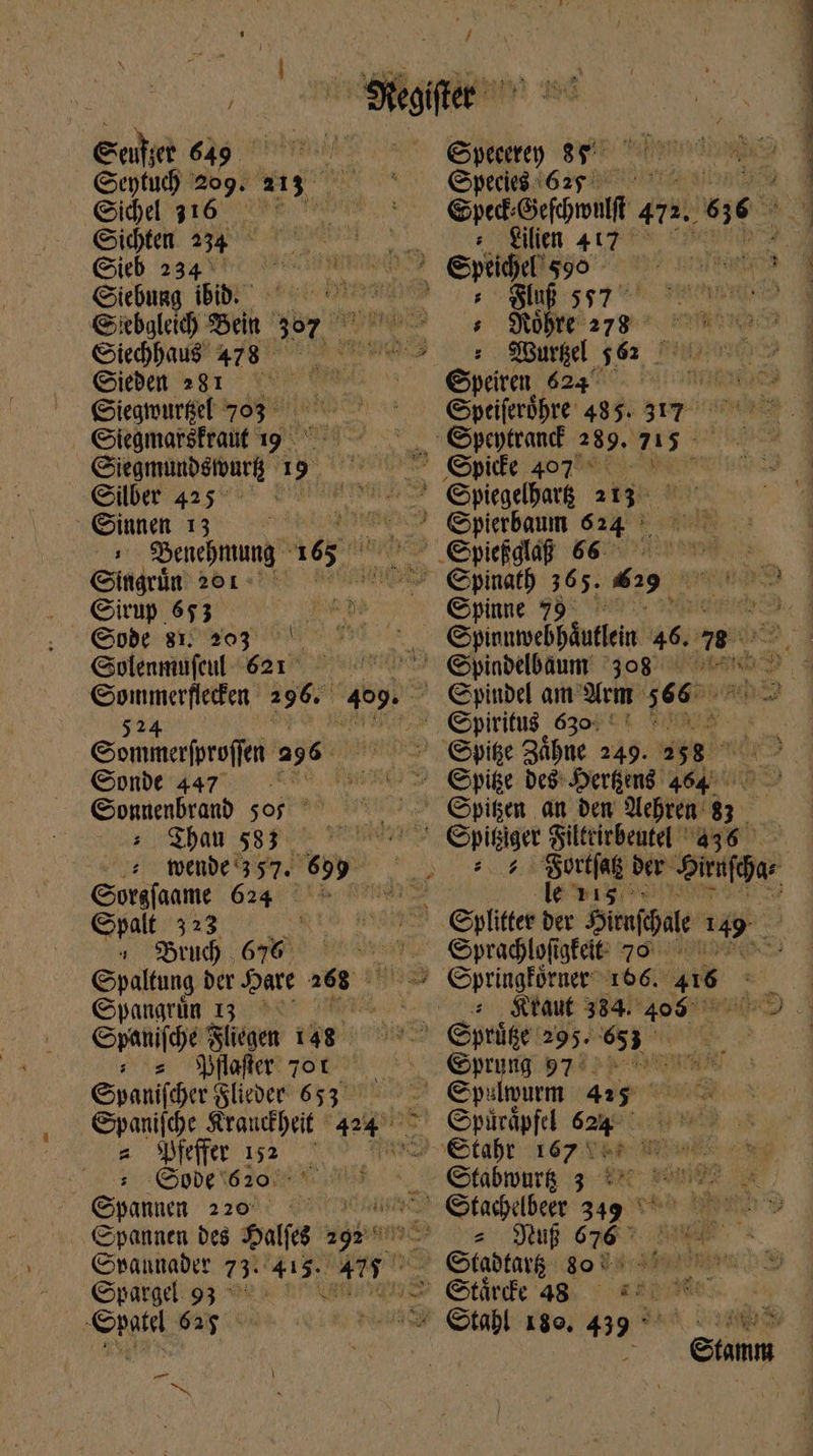 ' i ι / a ἣν Serie 649. RS Sperren Sf | Qvptuf 209. 213 024° Speise ^ ' ided 416. Ue m, Shit Gut 472. 6 Sicht Spe N 5. ν᾿ en 417. ER | Sieb 2341 N 7 Spiel Siebung ibid. DEREN. i, ce so Giebaleid) Shot gerne s Q0brC 278. Gitd)baus 478 7 WAS Cos SGurf&amp;el. 562 PH Sieden 281° Ae (o 7o Gpeiten, 624° dace Siegwurgel 703 rn 'o^* e Cpeiferbbre 485. 317° Siegmarsfraut 19 (007, 0 0 &amp;Speytrand 289. 715 Siegmundervur: 19 προ ὅν Spike 407  Silber 425^ ^ ^. ^ Spiegelhark UM Qinnen 13 ii ^*^ Spierbaum 624 3: foenebntumg - T ^ Cwieiglá 66^ ^ Singrün 201: ^ -— ve broad sun «i9 Girup 655 | Yet Spinne Che 31 203 ^C ^ € Spinntsehhäutein ΗΝ r2 Solenmufenl 621 275 Spindelbaum 308 ^ a 296. 499. — Spindel am’ Arm Pre Pet 24 Spiritus 630: ' ©. Seminerfroffeii 296 ^U Spike Zähne 249. 258. Sonde 441. ΠῸ ^ Spike des; ϑεγβεπδ᾽ aedi Sonnenbrand 50; ὁ 5 ^. Spiten an den Achren: b Shan 3 joo Woo ἡ Kilteirbeutel 436 une δῦ ^ s pda be M aus d Gorsfaame 64. ὉΠ - le 115: Spalt 323 τὸ BIT Splitter der Sirnfhale € 4 Bruch 676. 00. ste Spradlofigfie 79 Spaltung der Hare p * Cpringforuet 166. 46 Cypanarün 12. coo Q4 Ka 384. d Spanifhe Fliegen 148 ^ ^^ Cprüfe 295. -— ij ᾿ς laden 7ot ^- ἘΞ 97°. Spanifher glieder 653° Cpulmum 425 Spanische Kraudkheit - 4 en — 4 a effer 152. '€tabr 167 3% μῷ am RR | Gpbe 6 2026/8 ER - Cabourg ἄν to Mis Spamnen 23091 Q4 Kad Md jig Spannen des Halfes gira ς uf P Ds 73: “δι: s SU > Stadtarg 8o SU Spargel 9 wiesen» Oxtünfe 48. . hir Mes. ud Cid 6ap uw Cabl-18o, 439 ^ RS NE Ki - . Gtamm