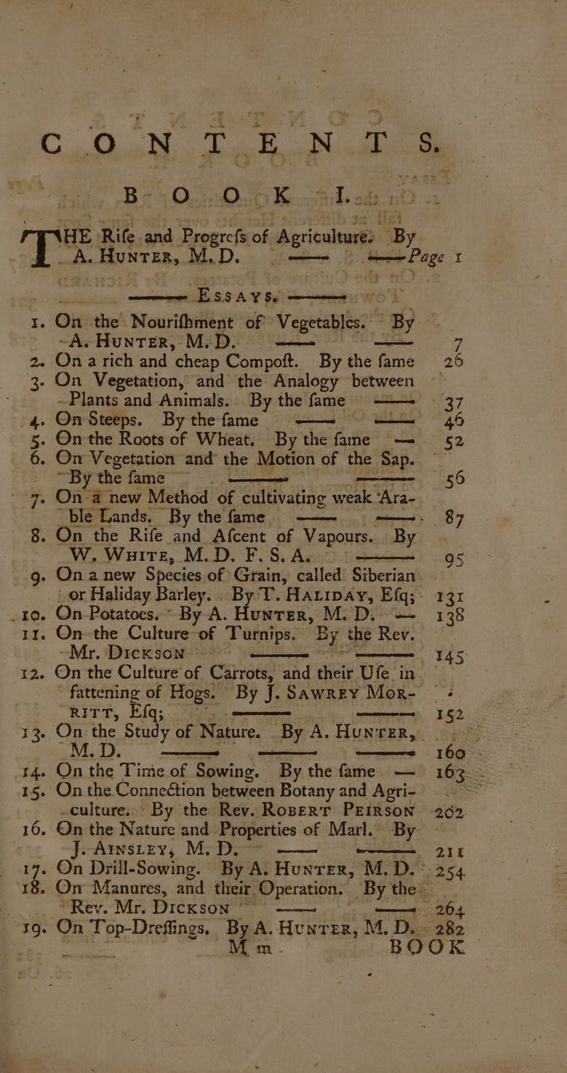 CONTENTS + - ae Be (Ou iQh/0 KeoRileods xO HE Rife and Progrefs of Agriculture: ‘By ) r A Hunter, M.D. ee Met Bage I oanaiiniggail -Essayss ew ees z On the Nourifhment of Vegecapitert mg). -A. Hunter, M.D. — —~ 7 2. Ona rich and cheap Compott. By the fame 26 3. On Vegetation, and the Analogy between ~ ~Plants and Animals. By the fame , * gabe . On Steeps. By the fame — — 46 . On the Roots of Wheat. By the fame -—- 52 On Vegetation and the Motion of the Sap. BY the fame |e 56 7- On a new Method of cultivating weak, ‘Ara- . ble Lands, By the fame | ——- 87 8. On the Rife and Afcent hi Vapones. By . W. Waite, M.D. F.S 95 _ g. On anew Species of Grain, ‘cles Siberian. or Haliday Barley. | By T. Haripay, Efq;- 131 .10. On Potatoes, ° By A. Hunter, M.D. — 138 11. On the Culture of Turnips. By the Rev. _ oMr. Diexson 9?” 12. On the Culture of. Carrots, and ete Ute ine fattening of Hogs. By J. SawREY Mor- |: eas Efq;. 1§2 13. On the Study of Nature. By A. Hun TER, tee M.D. 160 . 14. On the Tinie of Sowing. By the fame — 163 ~ _ 1g. On the Conneétion between Botany and Agri- culture. By the Rev. Rosert PEIRson 262. 16, On the Nature and Properties of Marl. By sop ~prAeeiey, Mop | 17. On Drill-Sowing. By A. Hunter, M.D. gat 4. 18. On Manures, and their. dilate Bythe __ _... “Rev. Mr. Dickson * ——~ 264 19. On ba, PEARS By A. Howren, M.D. 282 ¥ Mm. BOOK