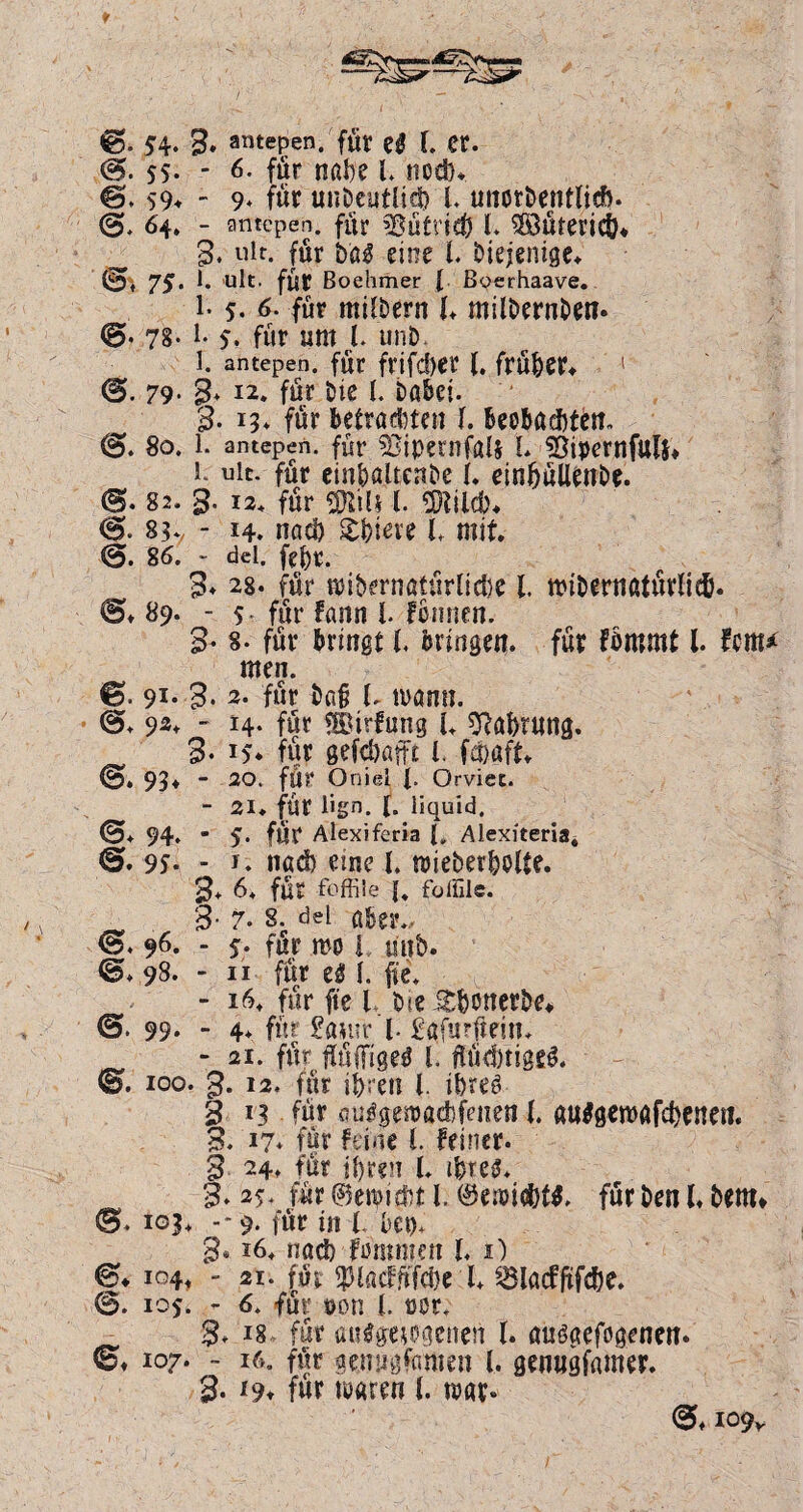 €>. 54. 3* antepen. für eg t et. ©. ss. - 6. für nabe 1. nod)* ©. s9+ - 9* für unDeutÜd) l. unorDentlieh. ©. 64, - antepen. für Putrid) L ^Büfrevicö* _ 3. ult. für böS eine l Diejenige* (Ü>\ 75. 1. ult. für Boehmer | ßyerhaave. 1- 5- für milDern U milDernDen. ©. 78- *• s. für am t unD. l. antepen. für frifd)er l. früher* 1 ©. 79. 3* 12. für Die I. Dßbei. 3. 13* für betrögen I. beobßdrten. ©. 80. l. antepen. für 33ipetnfa4 L ^ipernfttlj* 1 ult. für einhßitenbe I* einfjullenDe. ©. 82. 3. 12* für <mu l. SDtilcb* ©. 83. - 14. nach Xt)iew l mit ©. 86. - del. fef)r. 3* 28- für wibernatürlidw l. nnDernatüriidj. ©* 89. - s für Fann l. Fennen. 3+ 8- für bringt t. bringen, für Fbmmt l. Fern* men. ©. 91* 3* 2. für bßf? U wann. ©. 92* - 14. für fffitrfung l 9?aht«ng. 3. is* für gefcbafft l. fcöaft @. 93* - 20. für Oniel f. Orviec. - 21. für ügn. I. liquid. ©* 94. ’ 5- für Alexiferia t Alexiteria. ©. 9t - 1. iiöd) eine I. wieberhdte. 3* 6* füt foffiie t foliile. §• 7. s. del aber. ©. 96. - 5* für mo L liub. ©* 98. - 11 für es fte* - 16* für fte l b!e£bonerbe* ©. 99. - 4* für £a*nr l. £a{urfteui. - 21. für ftöffigeS l. fltid)tigeö. ©. 100. 3. 12. für ihren l. ihres 3 13 für «<usgen)öd)fenen f. attfgemafchenen. 3. J7* für Feine l. Feiner. 3 24. tut ihren l. ihres. 3.25. für ©ewidit l. ®ewi<sht$. für Den l Dem* ©. 103* -* 9. für in l bet). 3* 16* nad) Fummert 1.1) ©♦ 104* - 21. für $lacFftfche l* SBlacfftfc&e. ©. 105. - 6. für eon l. oor. 3. 18 für ausgewogenen l. ausaefogenen» ©♦ 107. - 16. für gemigfawen l. genagfamer. 3. i% für waren l. war» ©♦ I09v