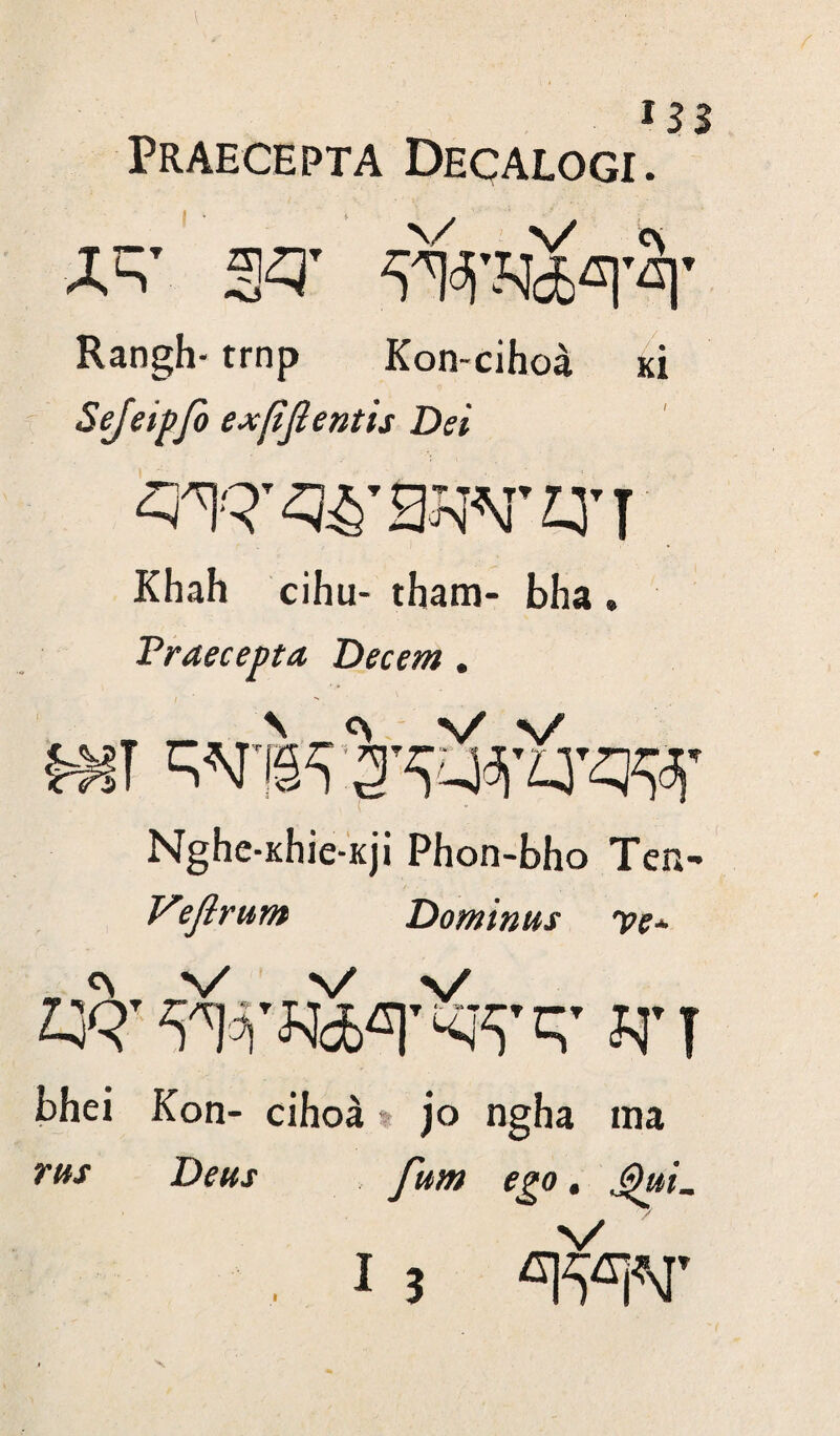 *33 Praecepta Decalogi. Xh' WH&rar Rangh- trnp Kon-cihoa Ki Sejeipjo ex [ifi entis Dei w^awyi Khah cihu- tham- bha . Praecepta Decem * £MT =i-Mi2? 3'^'q'qz;^ Nghe-Khie-Kji Phon-bho Ten- Veflrum Dominus ye~ K*? ?n bhei Kon- cihoa jo ngha ma rus Deus fium ego,