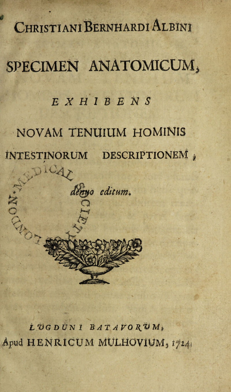 Christiani Bernhardi Albini SPECIMEN ANATOMICUM i EXHIBENS NOVAM TENUIUM HOMINIS INTESTINORUM DESCRIPTIONEM * V~’ LVGDUXl BAT AVO Apud HENRICUM MULHOViUMa 1^241