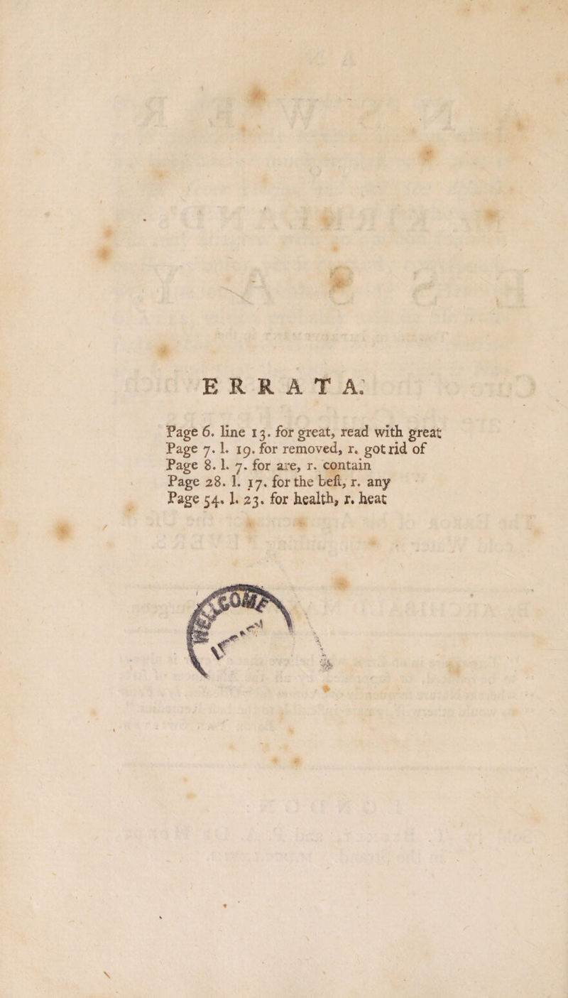 r r * 4 S' I ERRATA. Page 6. line 13. for great, read with great Page 7.1. 19. for removed, r. got rid of Page 8.1. 7. for are, r. contain Page 28. 1. 17. for the bell, r. any Page 54.1. 23. for health, r. heat \