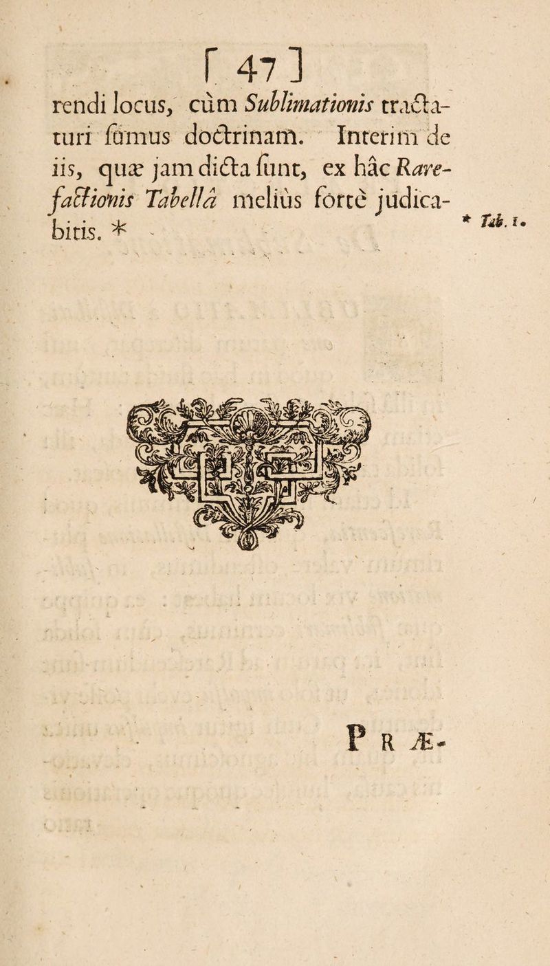[47] rcndi locus, cum Sublimationis trana¬ turi fumus doctrinam. Interim de iis, qua’ jamdidta fune, ex hac Rare- faBimis Tabella melius forte judica¬ bitis. * - Tdk. P R JE