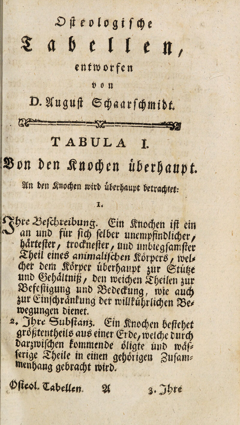 £)|lcol£igtf^e $ a 6 c i t t n, entworfen t> 0 tt D. gfugufi ©epanrfcfimt&f. 5^s= itffi Tabula i. !$t>n l>en tnot^en ii Sfn t>ra Änoden jciri wOer^nupt fctr«d«: ‘v*i*v***vi*ng< (Bin Äno<kn ijf ein an unD für fid> fei&er aneropfwtWickr/ Hrtefter, trocfnefier, oiifc «nOtegfttmffer St)etl ei ne# animalifcbcn ßorpcrö, weU §et fcem förpcr ü&erfjaupt jttr ©rüge tuib&eljältntß/ Ocn weiten Seiten m focfcfitguu^ unt> Skfrcdfung, n>ie aucö S«r (itnfc^ranfung t>et wiWükiicfjen 3Se* nwgungen t>ienet. '** 2$** S«bfirtrt3. (Bin fnockn ikfiebct grokentküo «u£ einer (Brfcc, weldbe ourdfr Darjwif(|en fommenDe oligte m?t> wdp («rtge Steile in einen ge&orige» Bufam; Wenkng gekack Wirt». 4>(ieot, ZaWUtri. % %