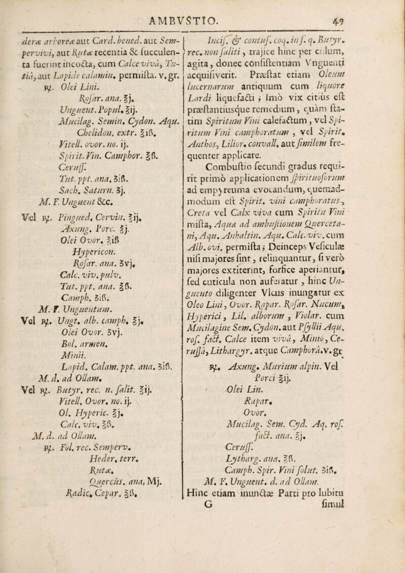 der a arborea, aut Card.bened. aut Sem¬ pervivi, aut Rutarecentia &. fucculen- ta fuerint incoda, cum Calce viva. Tu- tuij aut Lapide calamin* permifta. v4 gr. p/. Olei Lini. Rpjar. ana. %'b Unguent. PopuL §ij. Mucilag. Semin♦ Cydon. Aqu. Chelidon, extr. Vitell. ovor. no. ij. Spirit.Vin. Camghor. Ceru[\. Tut. ppi. ana♦ Satum. 5j. A/. F. Unguent &c, 'Vel iy. Pingue d* Cervin. |ij* Axung. Pore. §j. Olei Ovor. Hypericon. Rofar. ana. 3vj«. Cale. viv. pu.lv. Tut.ppt. ana. Carnph. 3i6. M. f. Unguentum. Vel jy. alb. carnph, |j« Olei Ovor. 5vj. JW, armen. Minii. Lapid. Calam.ppt. ana. 3ifi. Af. J. Ollam• Vel Butyr. m\ /7. [alit. 3Jij. Fz/e//. Ouc?r. »0. ip O/* Hyperic. §j. O/r* X7XU M. d. ad Ollam. jy.. Fui. ree. Semperv. Heder♦ Buta* Quercus, ana, Mj. Radie* Cepar* /wa/i d?* contui\ coq. in J. q. Butyrc ■ ree. wzw/tf/zYz 5 trajice hinc per colum, agita, donec confidentiam Vnguenti acquifiverit. Praedat etiam Oleum lucernarum antiquum cum liquore Lardi liquefadi ? imo vix citius eft praefhntiusque remedium, quam fta- tim Spiritum Vini calefactum, velSpz- ritum Vini carnph oratum , vel Spirit* Anthos, L i lior* convall. aut fimilem fre¬ quenter applicare. C-ombuftio fecundi gradus requi¬ rit primo applicationem jpirituoforum ad emp)reuma evocandum, quemad- modum eft Spirit. vini camphoratus Creta vel Gz/x cum Spiritu Vini mifta, Aqua ad ambujtionem Querceta- 77z, /fc/zo Anhaltin. A au. Cale, viv. cum Alb. ovi, permiftaj Deinceps Veficulae nifi majores fint, relinquantur, fi vero majores extitennt, forfice aperiantur, fed cuticula non auferatur , hinc l/tf- guento diligenter Vicus inungatur ex Oleo Lini, Ooer. Rapar. Rojar. Nucumt Hyperici, LiL alborum 9 Violar. cum Muciiagine Sem. Cydon, aut PJylliiAqu. rof. fa&. Calce item viva, A/zzzzo, Ce- ruJJiiyLithargyr. atque Campbora.v.gt jqe* Axung* Murium alpin. Vel Porci gij. • Olei Lin. Rapar* Ovor. Mucilag. Sem. Cyd. Aq. rof. fa&. ana. %)* Cerujf. Lytharg. ana. Carnph. Spir. Vini folut. M. F. Unguent, d. ad Ollam. Hinc etiam mundae Parti pro 1 ubi tu G fimul