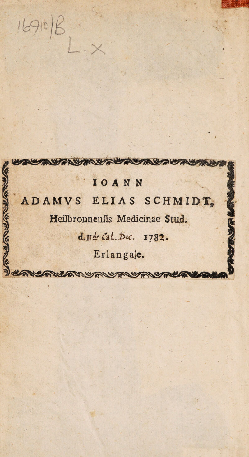 I O A N N ADAMVS ELIAS S C H MID T, Heilbronnenfis Medicinae Stud, d.ui' Cii. 2>cc. 1782.