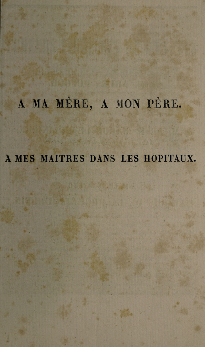 A MA MÈRE, A MON PÈRE. A MES MAITRES DANS LES HOPITAUX.