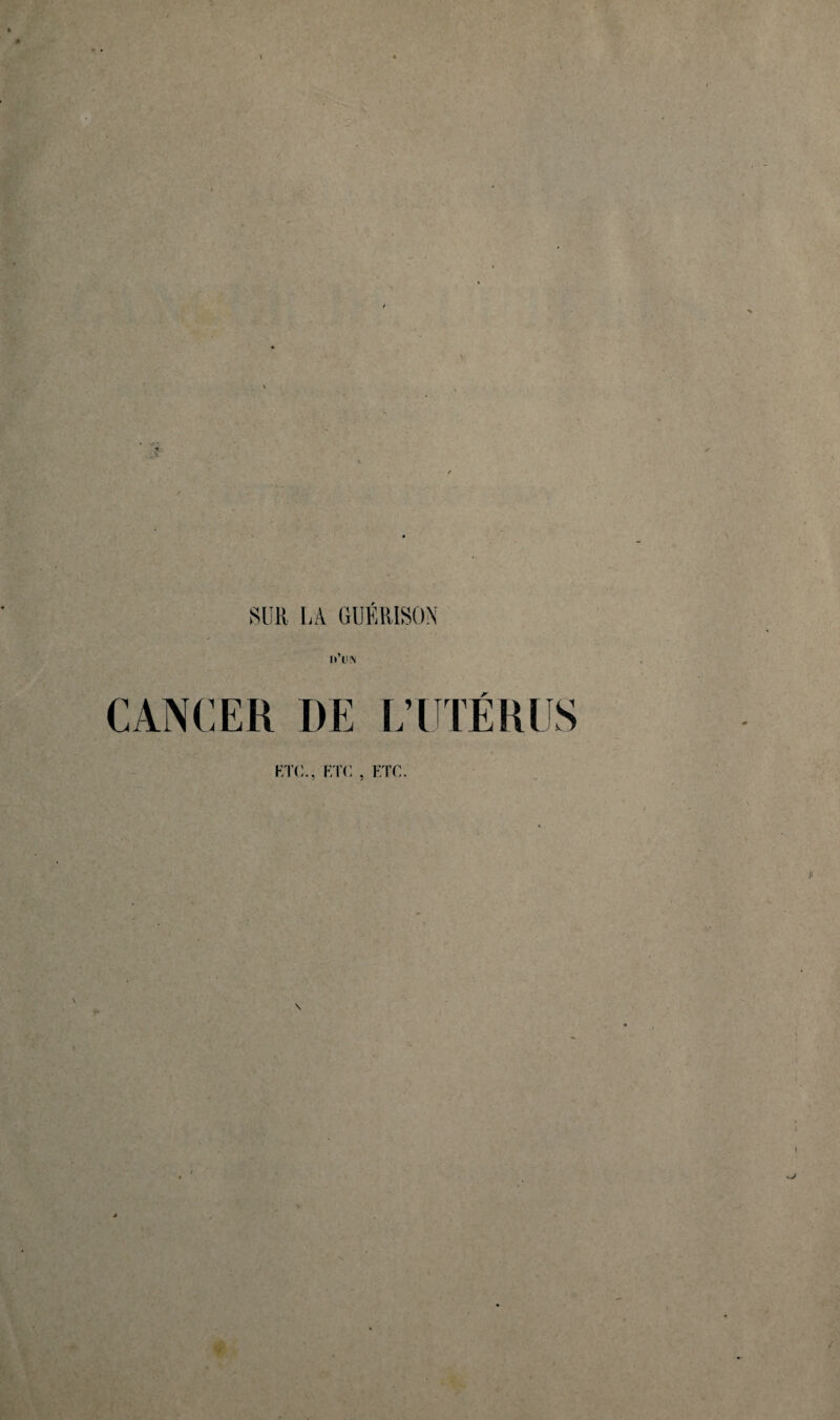 CANCER DE L’UTÉRUS