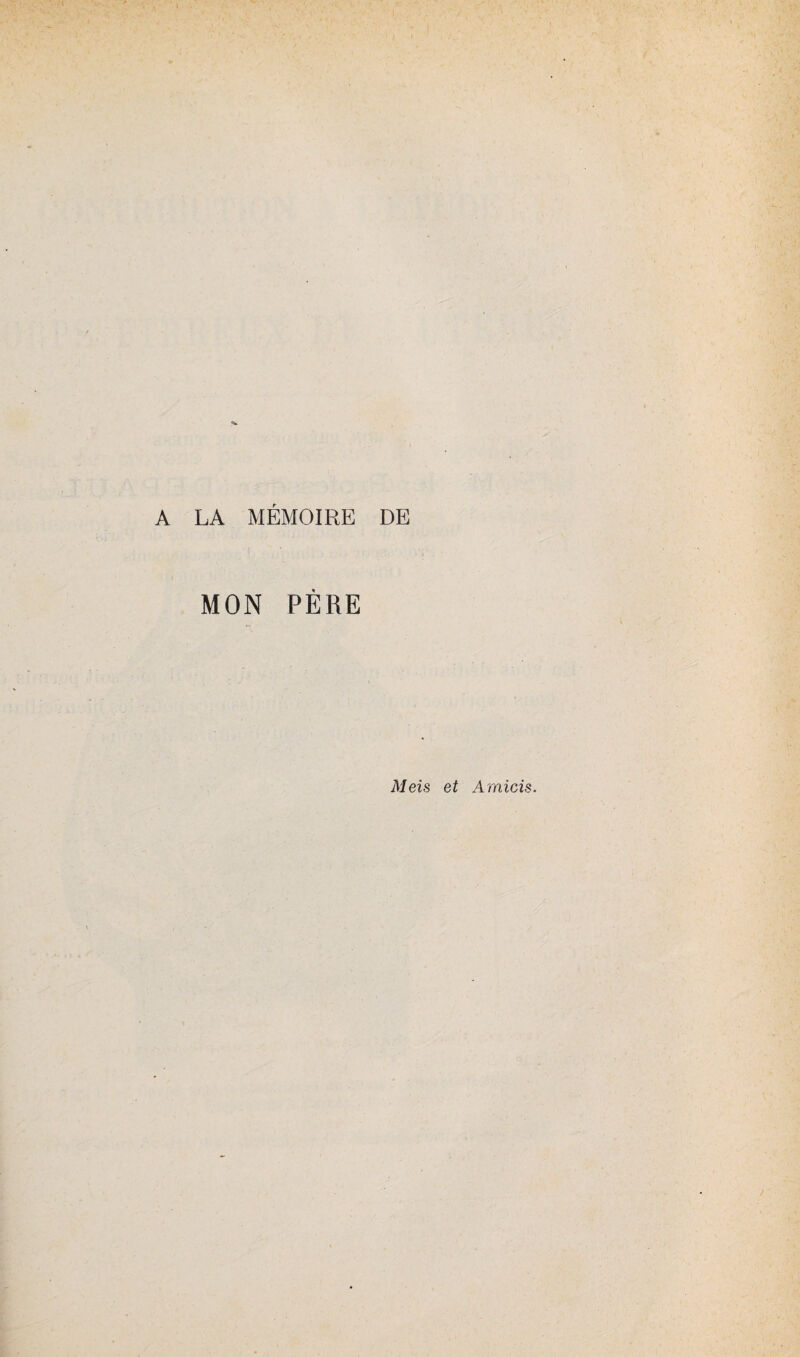 A LA MÉMOIRE DE MON PÈRE Meis et Amicis.