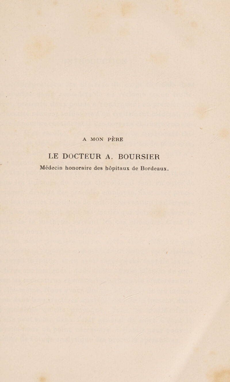 A MON PÈRE LE DOCTEUR A. BOURSIER Médecin honoraire des hôpitaux de Bordeaux.