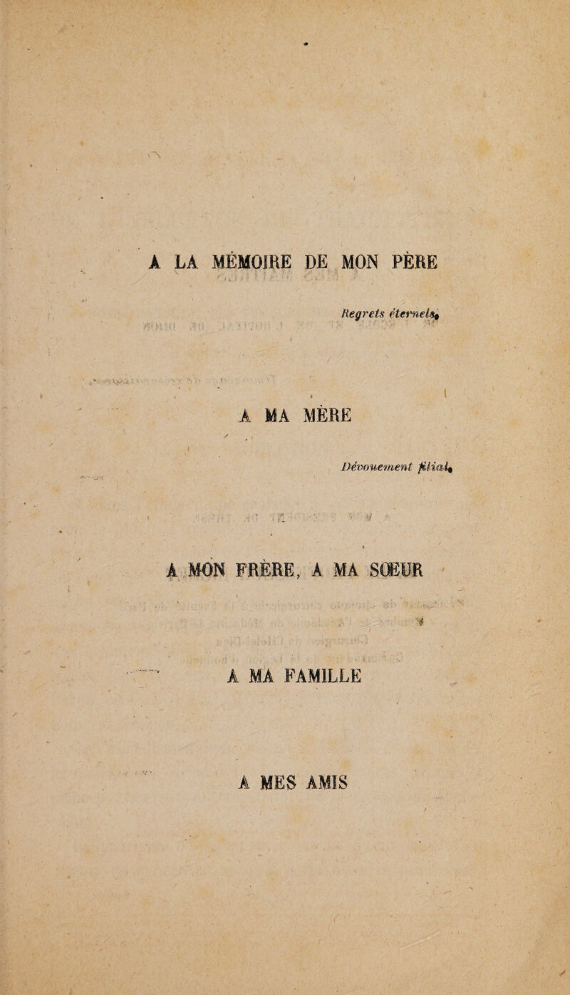 A LA MÉMOIRE DE MON PÈRE Regrets étemels§ A MA MERE A MES