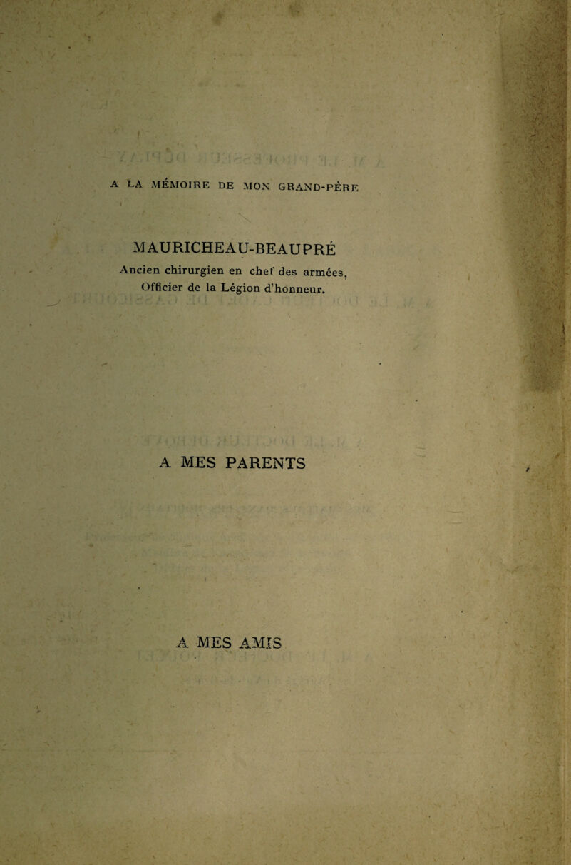 A LA MEMOIRE DE MON GRAND-PERE MAURICHEAU-BEAUPRÉ Ancien chirurgien en chef des armées, Officier de la Légion d’honneur. A MES PARENTS A MES AMIS