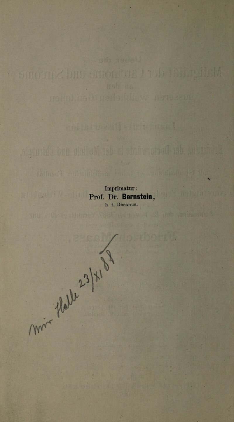 Imprimatur: Prof. Dr. Bernstein, h t. Decanus.