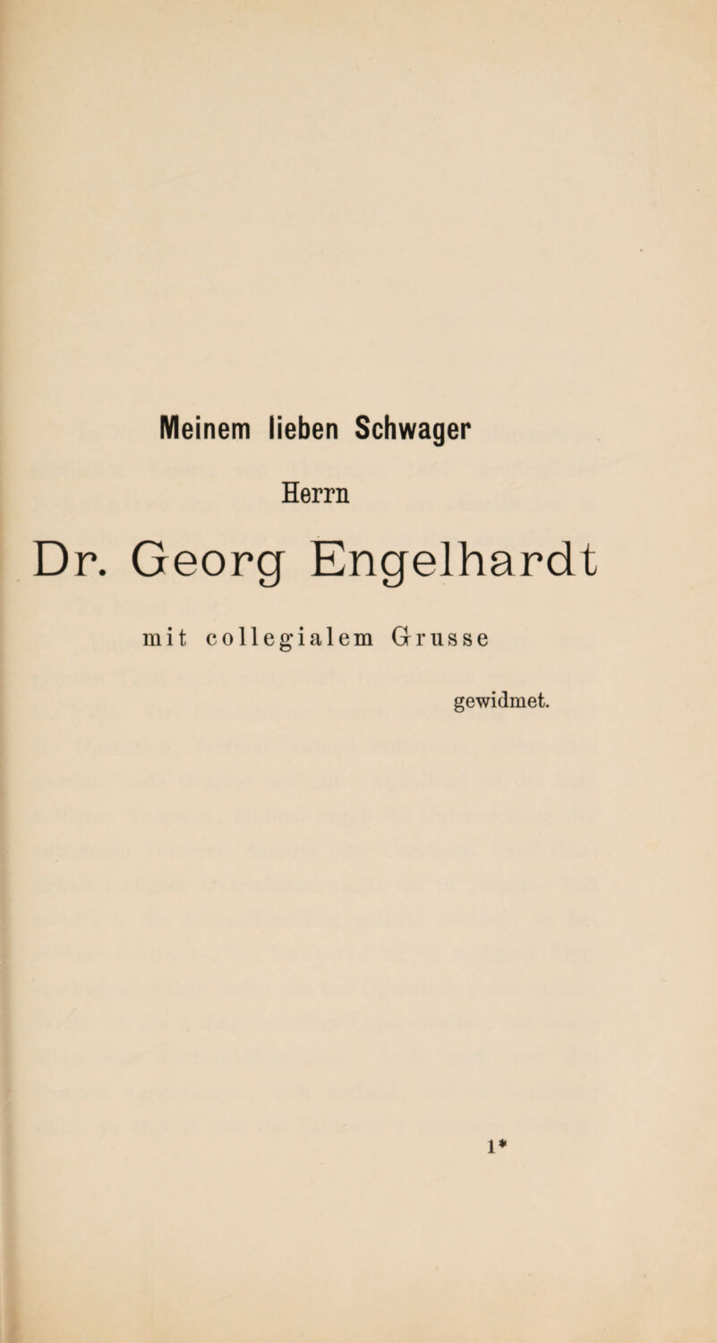 Meinem lieben Schwager Herrn Dr. Georg Engelhardt mit collegialem Grusse gewidmet.