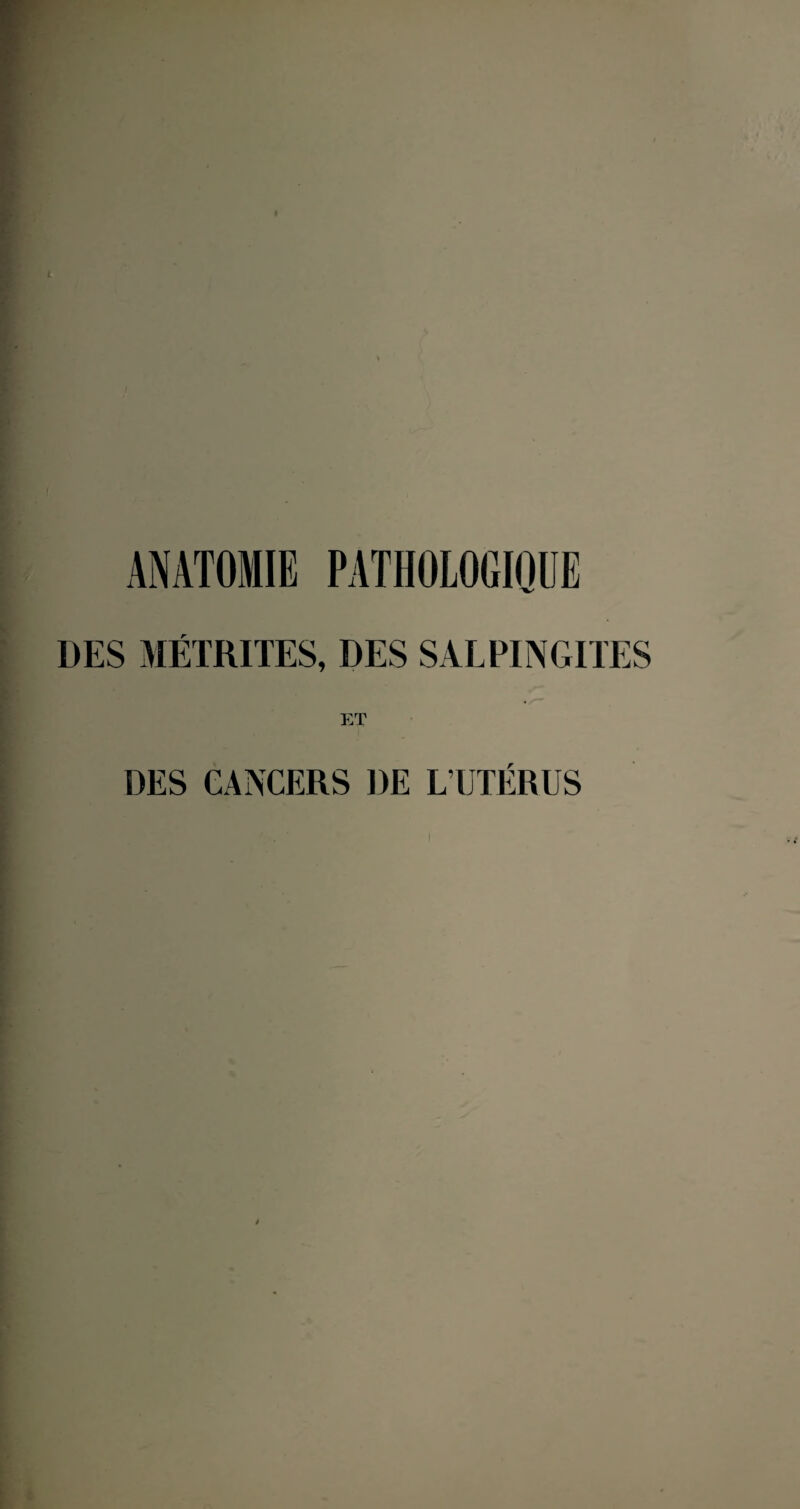 DES MÉTRITES, DES SALPINGITES ET DES CANCERS DE L'UTÉRUS