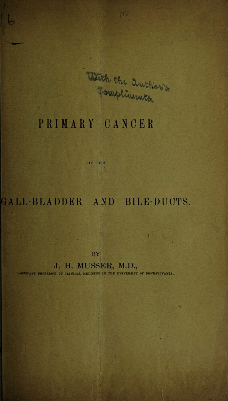 OF THE GALLBLADDER AND . ; ♦ - - ^ BILE-DUCTS. J. H. MUSSER, M.D., ASSISTANT PROFESSOR OF CLINICAL MEDICINE IN THE UNIVERSITY OF PENNSYLVANIA. A.*,