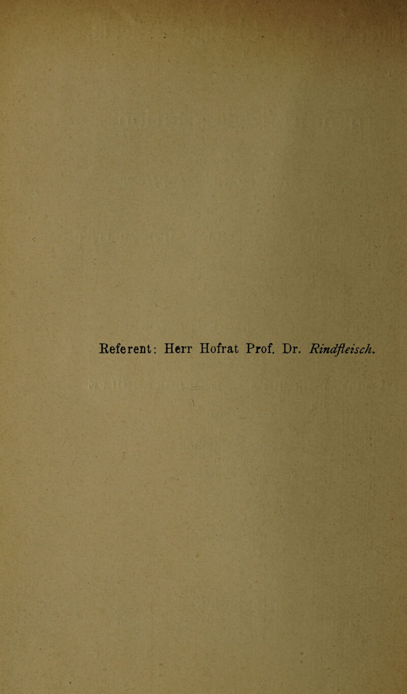 Referent: Herr Hofrat Prof. Dr. Rindfleisch