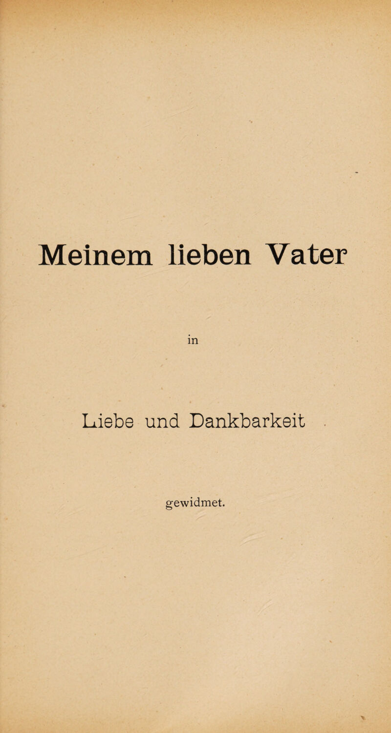 Meinem lieben Vater in Liebe und Dankbarkeit gewidmet.
