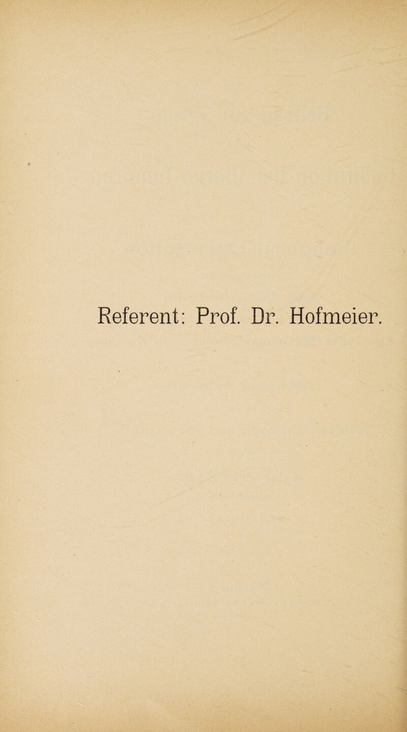 Referent: Prof. Dr. Hofmeier.