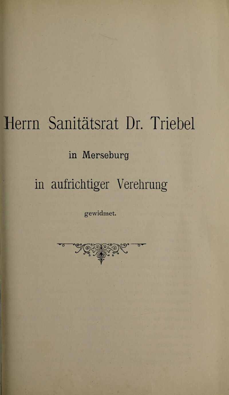 Herrn Sanitätsrat Dr. Triebet in Merseburg in aufrichtiger Verehrung gewidmet.