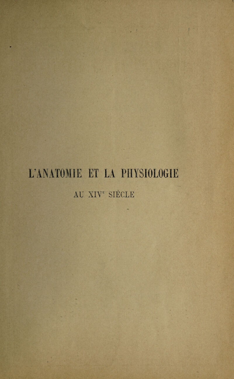 L’ANATOMIE AL' XIY' SIECLE