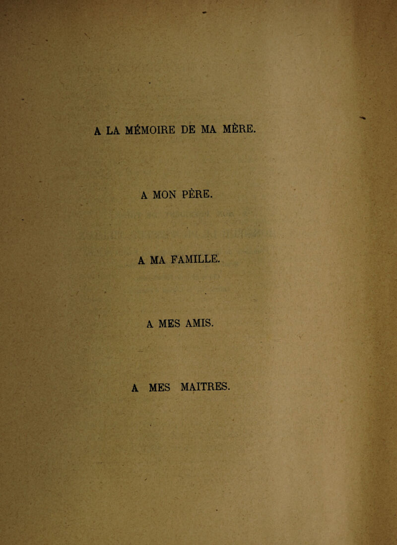 ■ A LA MÉMOIRE DE MA MÈRE. I ■ fv A MON PÈRE. ^ ? : - A MA FAMILLE. . ! ' A MES AMIS. y i. A MES MAITRES. ' : . ' ■ .A: * . ■