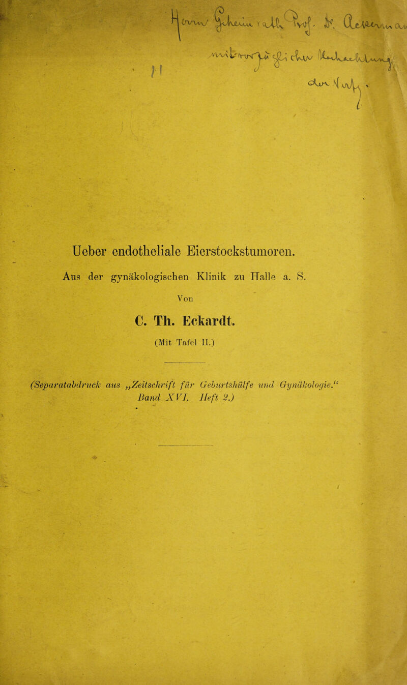 Aus der gynäkologischen Klinik zu Halle a. S. Von C. Th. Eckardt. (Mit Tafel II.) (Separatabdruck aus „Zeitschrift für Geburtshiilfe und Gynäkologie “ Band XVI. Heft 2.)