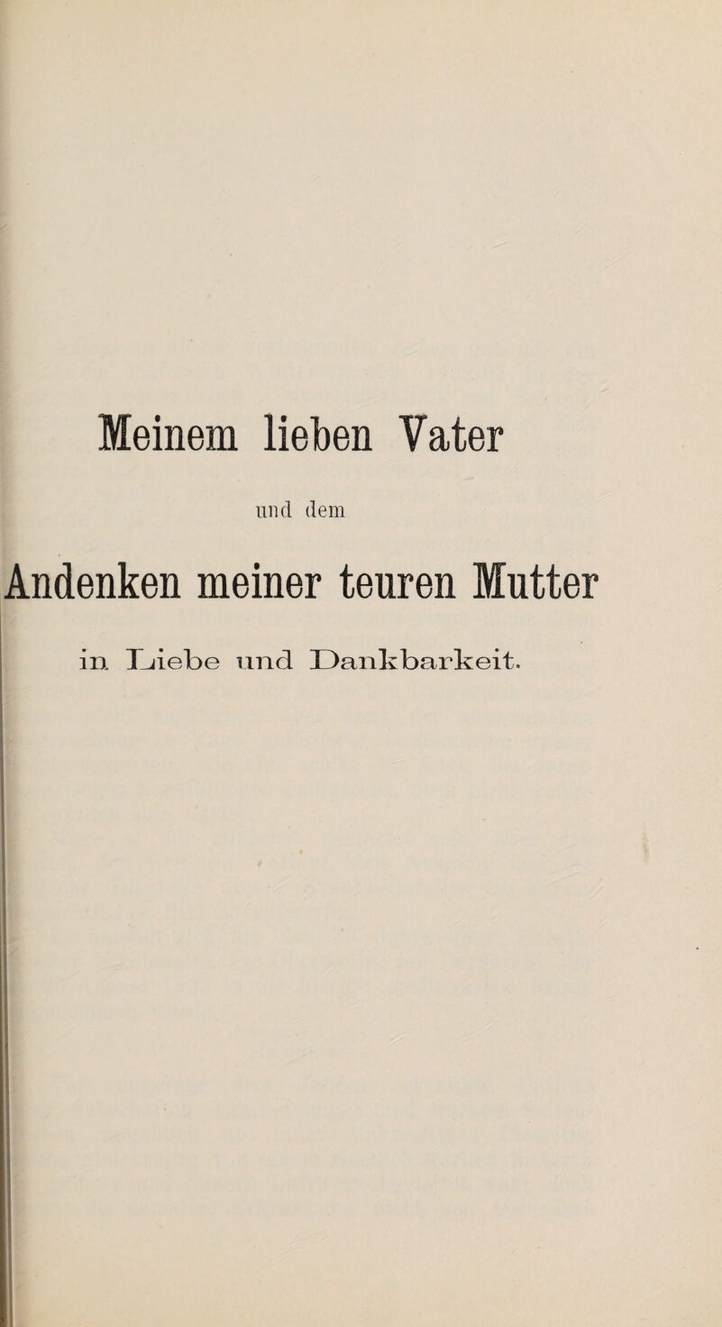 Meinem lieben Vater und dem Andenken meiner teuren Mutter in X_jiebe und Dankbarkeit.