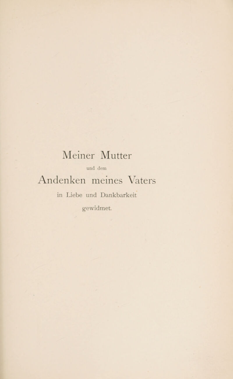 Meiner Mutter und dem Andenken meines Vater in Liebe und Dankbarkeit gewidmet.