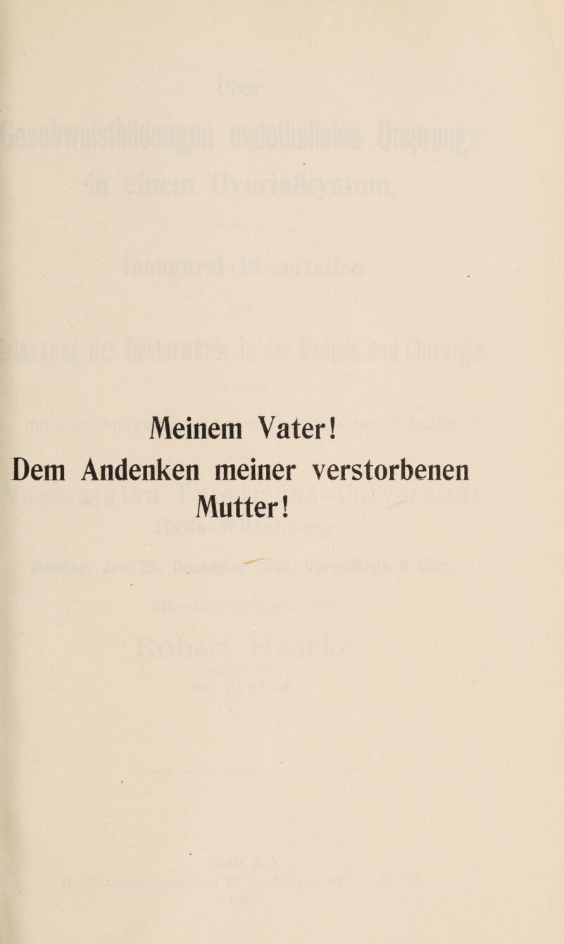 Meinem Vater! Dem Andenken meiner verstorbenen Mutter!