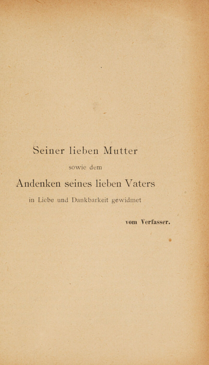 Seiner lieben Mutter sowie dem Andenken seines lieben Vaters in Liebe und Dankbarkeit gewidmet vom Verfasser.