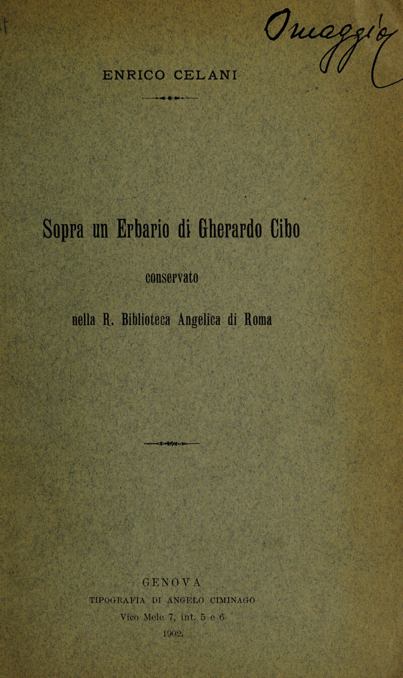 GENOVA TIPOGRAFIA DI ANGELO CIMINAGO Vico Mole 7, ini.. 5 e 6