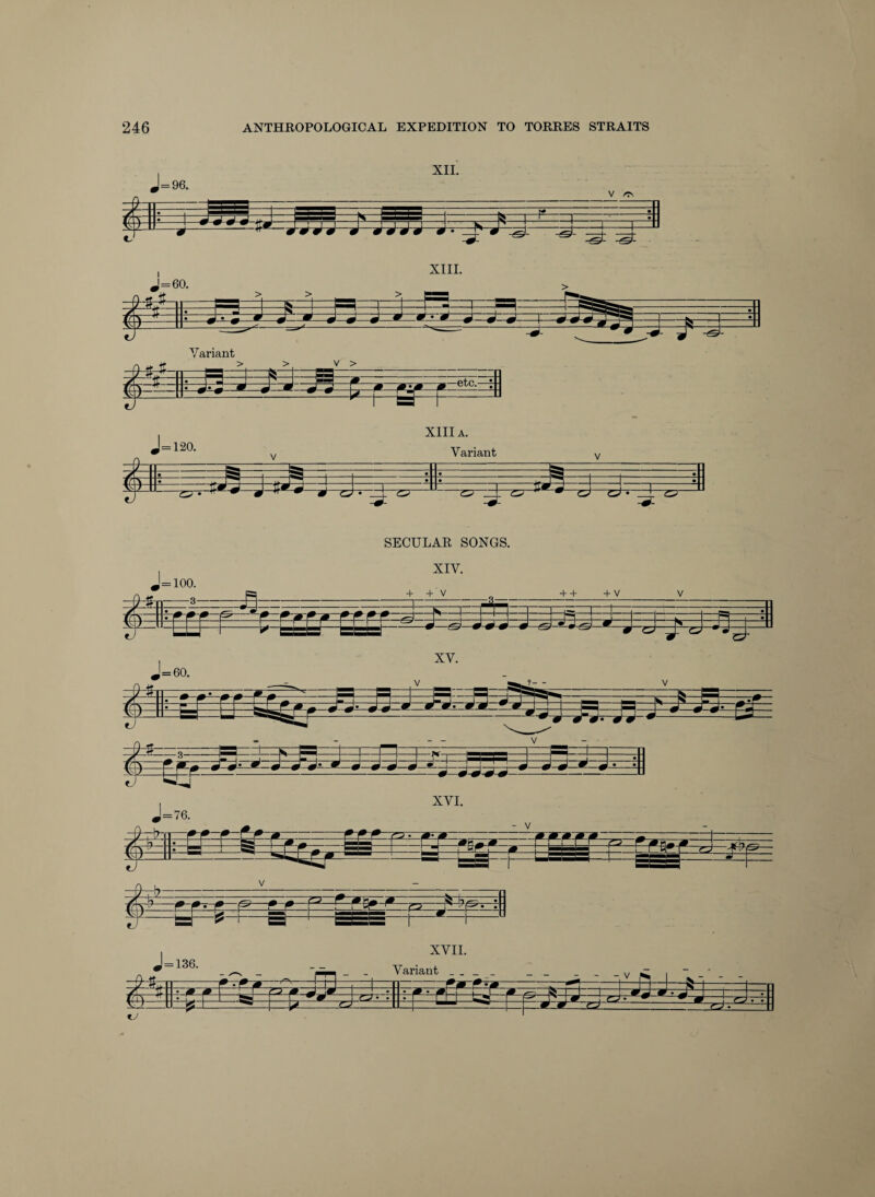 J=96. XII. V • 1 -Ljd 1 1 C» •- ^- -t—^—H-!-r—1— XIII. 1=60. ^ J ^ j- —I— —I-IS-1- Variant > > V > -etc.-i| SECULAR SONGS.