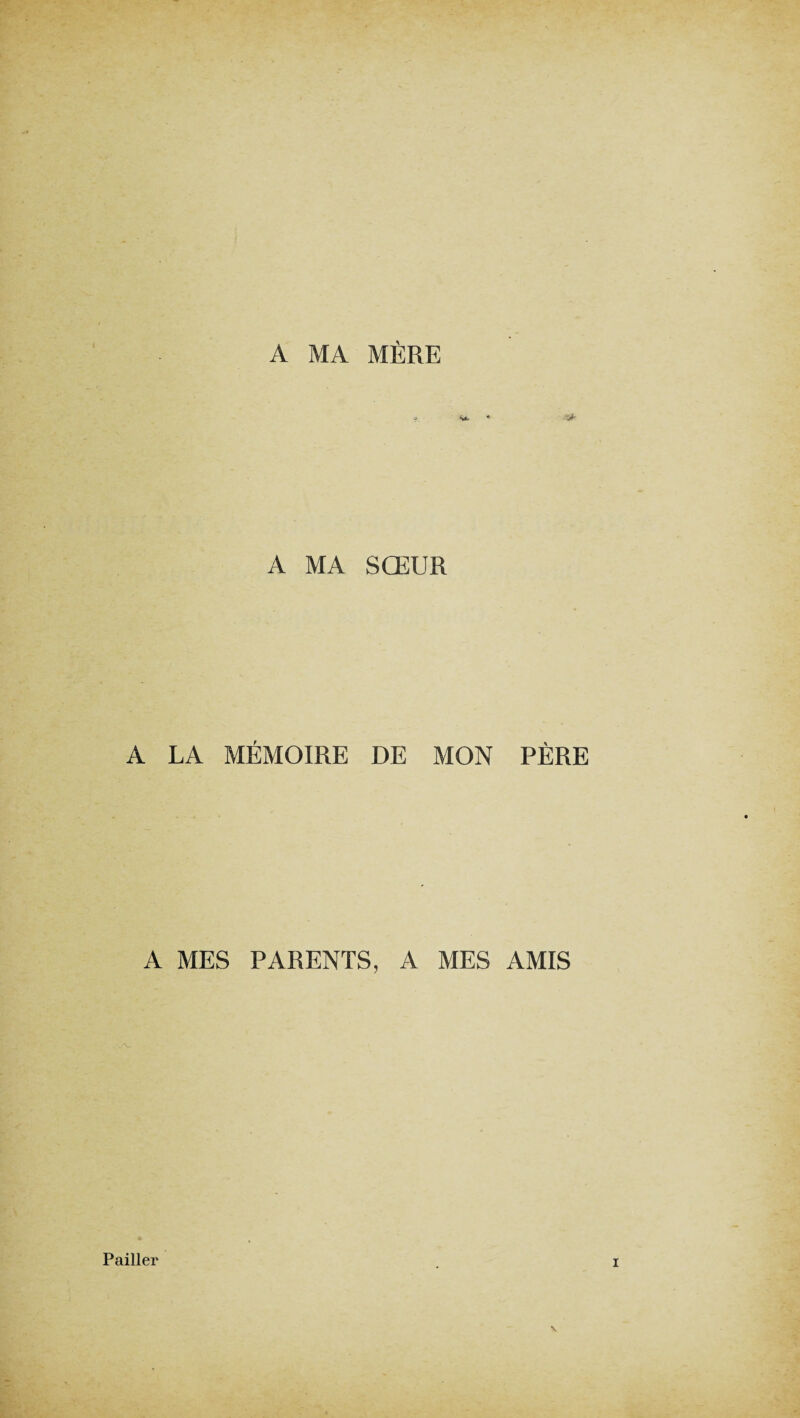 A MA MÈRE & A MA SŒUR A LA MÉMOIRE DE MON PÈRE A MES PARENTS, A MES AMIS \A_ Pailler