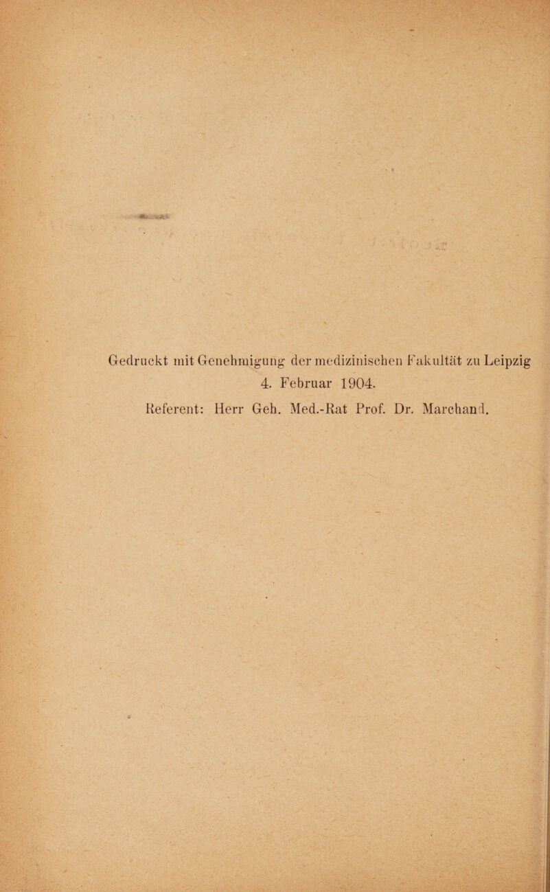 Gedruckt mit Genehmigung der medizinischen Fakultät zu Leipzig 4. Februar 1904. Referent: Herr Geh. Med.-Rat Prof. Dr. Marchand.