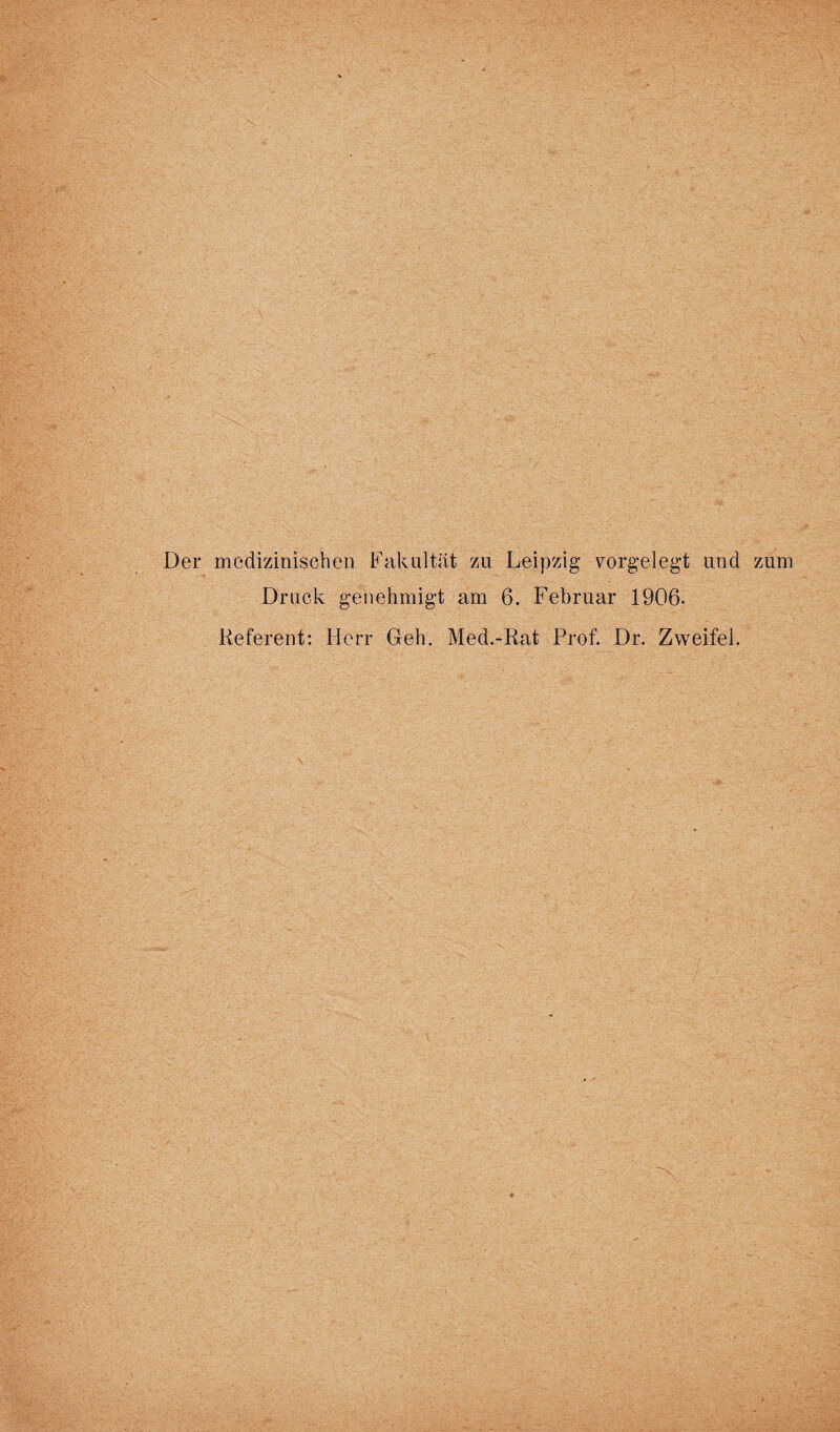 Der medizinischen Fakultät zu Leipzig vorgelegt und zum Druck genehmigt am 6. Februar 1906. Referent: Herr Geh. Med.-Rat Prof. Dr. Zweifel.