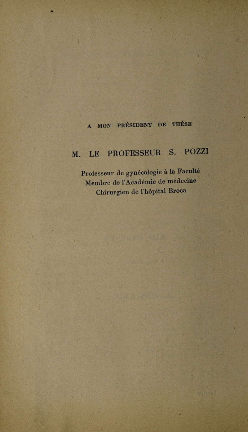 A MON PRÉSIDENT DE THESE M. LE PROFESSEUR S. POZZI Professeur de gynécologie à la Faculté Membre de l’Académie de médecine Chirurgien de l’hôpital Broca