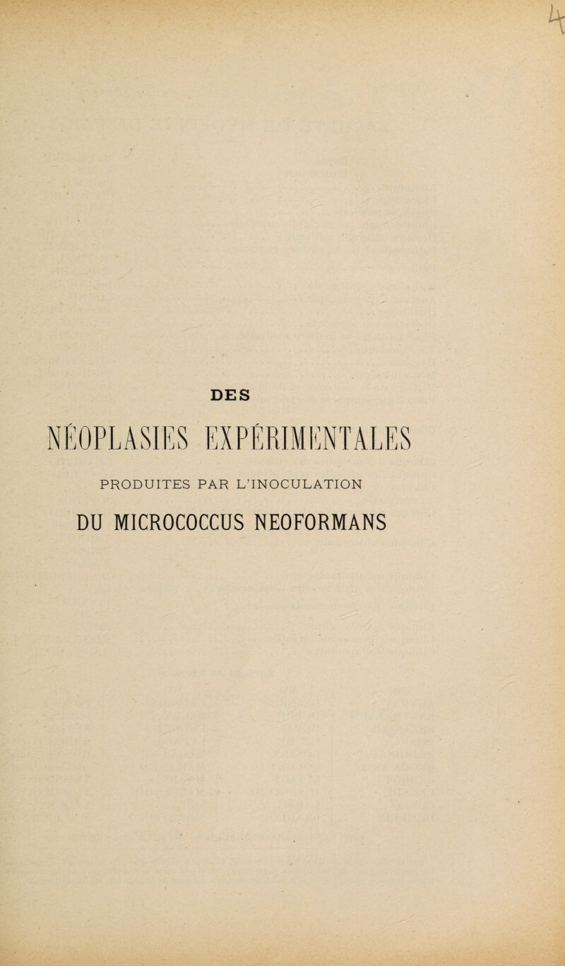 PRODUITES PAR L’INOCULATION DU MICROCOCCUS NEOFORMANS