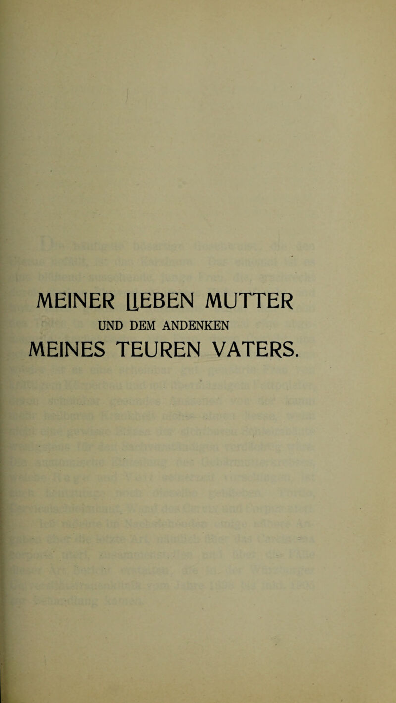 MEINER HEBEN MUTTER UND DEM ANDENKEN MEINES TEUREN VATERS.
