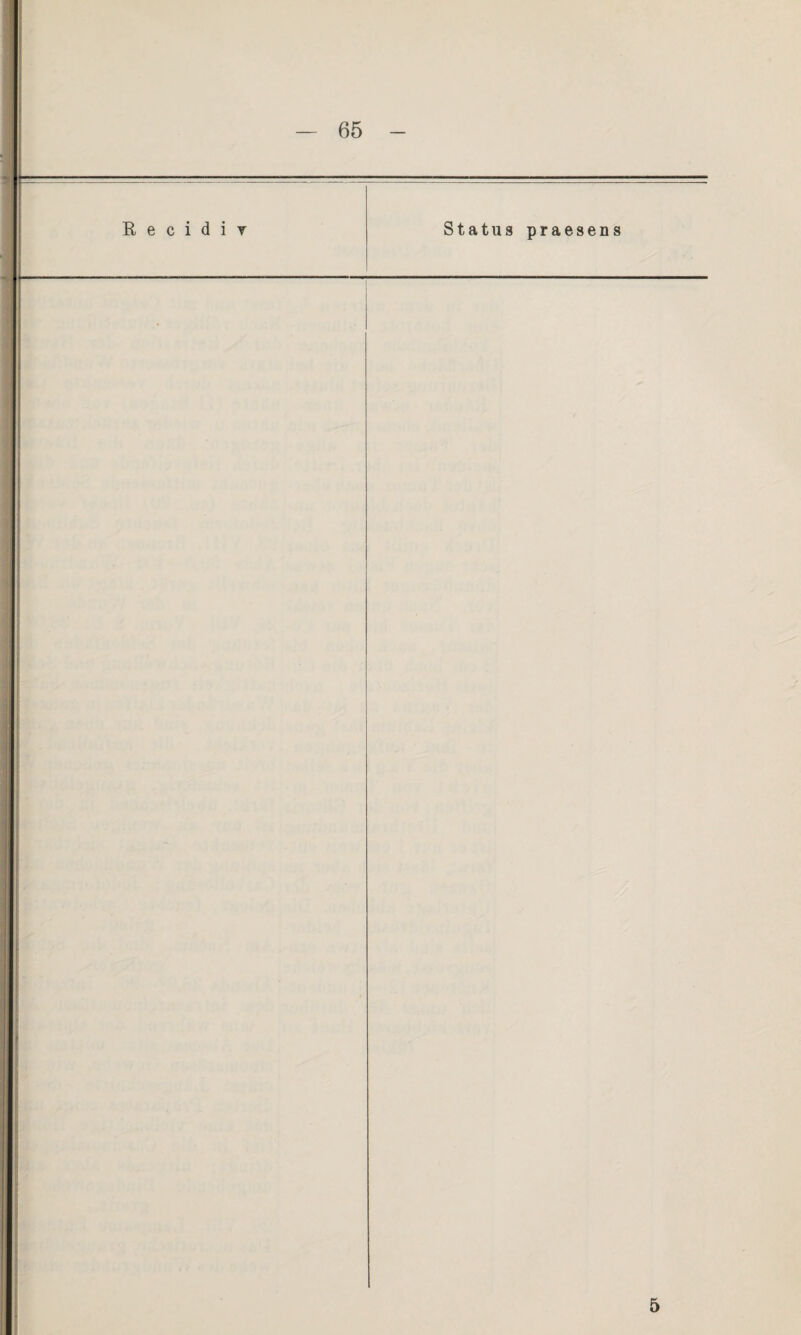 R e c i d i v Status praesens 5