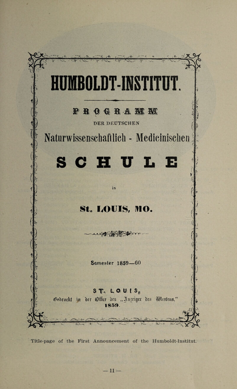 Title-page of the First Announcement of the Humboldt-Institut.