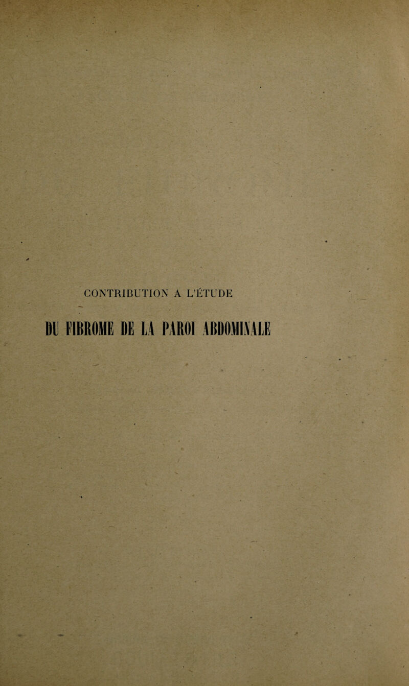 CONTRIBUTION A L’ÉTUDE