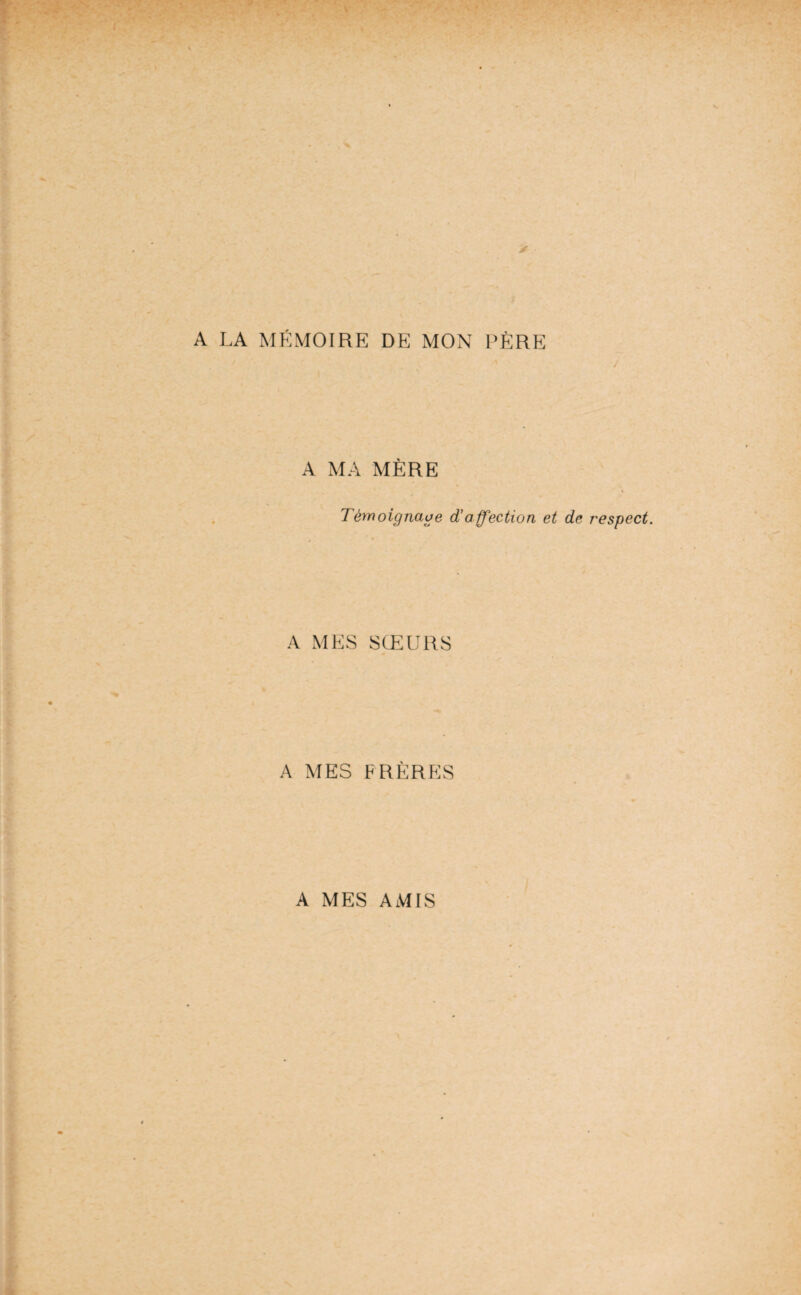 A LA MÉMOIRE DE MON PÈRE A MA MÈRE % Témoignage d'affection et de respect. A MES SŒURS A MES FRÈRES A MES AMIS
