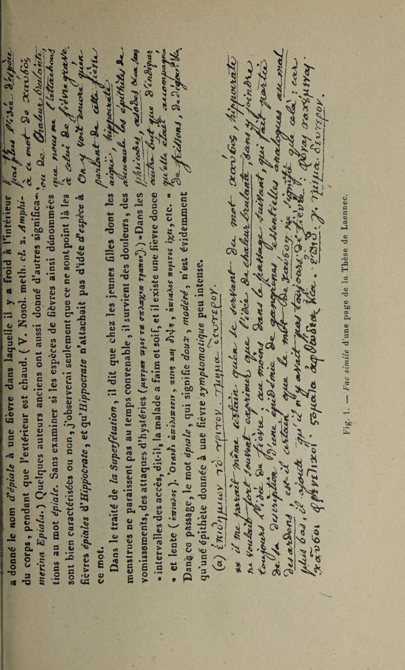 3 ns c «J •S* St/ G *—< - 2 <y 3 1- s © 60 'le > 4J a ■© O «H x> SQJ V) S 'JS cl O c s: 1 « £ c Q *s g uO • 1-4 S © w a «_> V « VSf c t5 C 3 r 3 O O V) •© V «S c> O > V P CP bc ta Fac simile d’une page de la Thèse de Laennec.