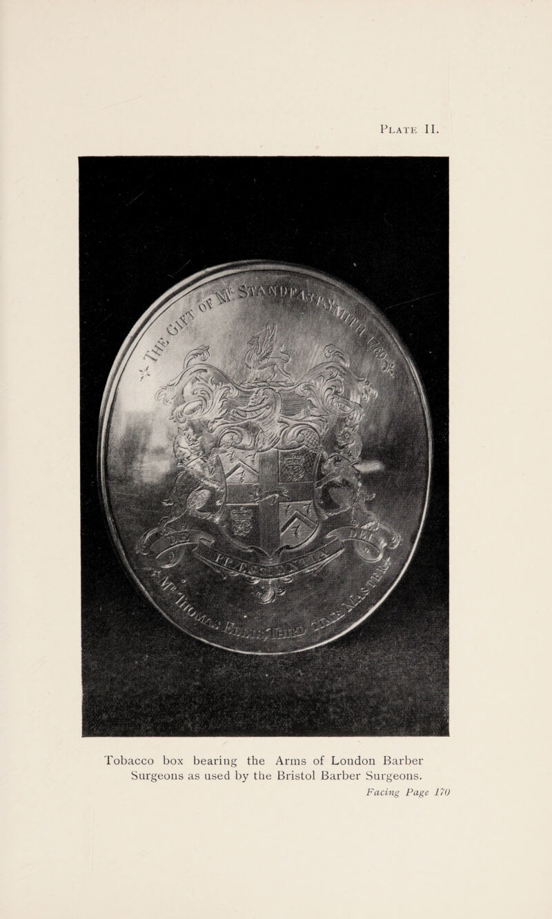 Tobacco box bearing the Arms of London Barber Surgeons as used by the Bristol Barber Surgeons.