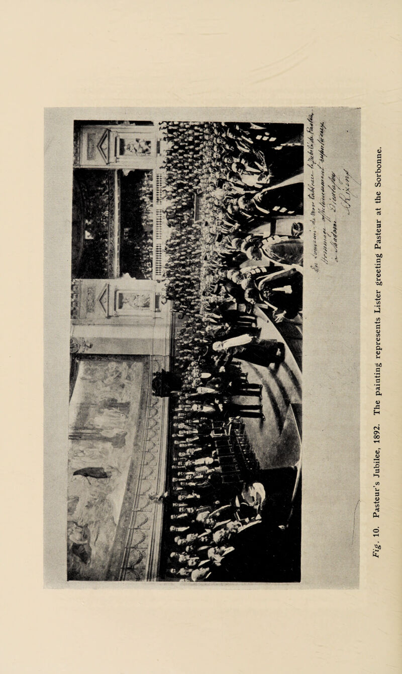 Fig. 10. Pasteur’s Jubilee, 1892. The painting represents Lister greeting Pasteur at the Sorbonne.