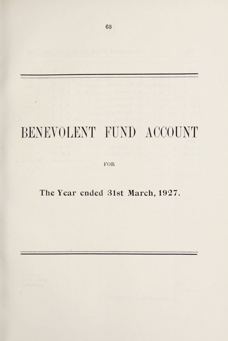 FOR The Year ended 31st March, 1927.